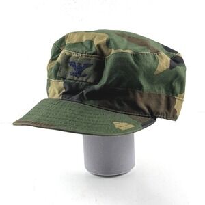 Military Patrol Cap Mens 7 1/2 Green Woodland Camo Utility Hat Streetwear Army